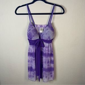In Bloom by Jonquil Purple Sheer Tie Dye Babydoll Chemise Sz M